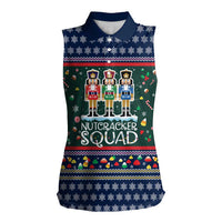 Nutcracker Squad Christmas Women Sleeveless Polo Shirt with Candy Cane and Snowflake Holiday Design - Wonder Print Shop
