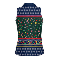 Nutcracker Squad Christmas Women Sleeveless Polo Shirt with Candy Cane and Snowflake Holiday Design - Wonder Print Shop
