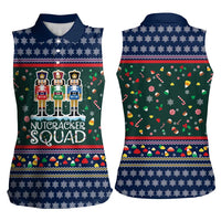 Nutcracker Squad Christmas Women Sleeveless Polo Shirt with Candy Cane and Snowflake Holiday Design - Wonder Print Shop