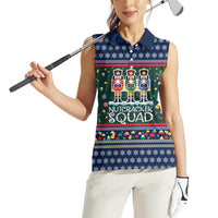 Nutcracker Squad Christmas Women Sleeveless Polo Shirt with Candy Cane and Snowflake Holiday Design - Wonder Print Shop
