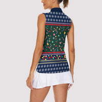 Nutcracker Squad Christmas Women Sleeveless Polo Shirt with Candy Cane and Snowflake Holiday Design - Wonder Print Shop