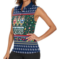 Nutcracker Squad Christmas Women Sleeveless Polo Shirt with Candy Cane and Snowflake Holiday Design - Wonder Print Shop