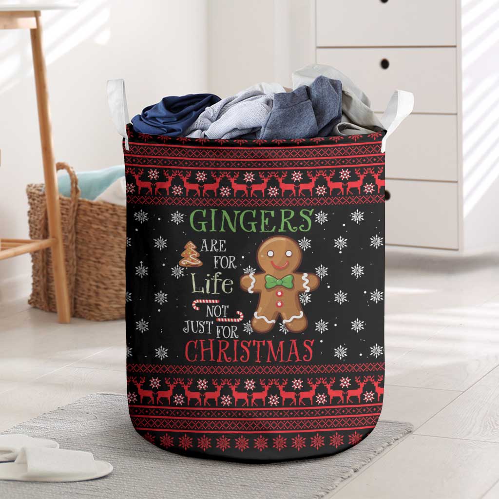 Funny Gingerbread Christmas Laundry Basket Hoodie with Gingers Are for Life Quote and Snowflake Pattern - Wonder Print Shop