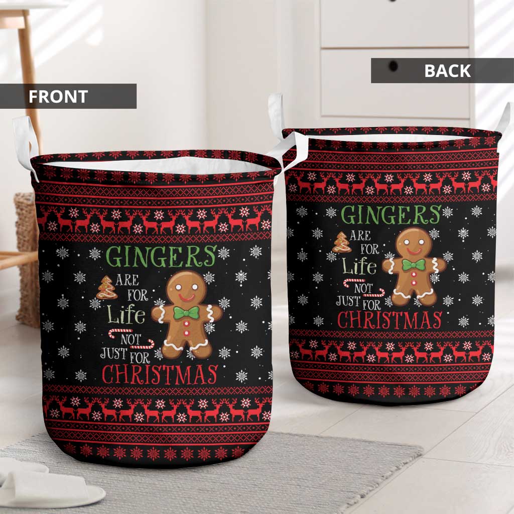 Funny Gingerbread Christmas Laundry Basket Hoodie with Gingers Are for Life Quote and Snowflake Pattern - Wonder Print Shop