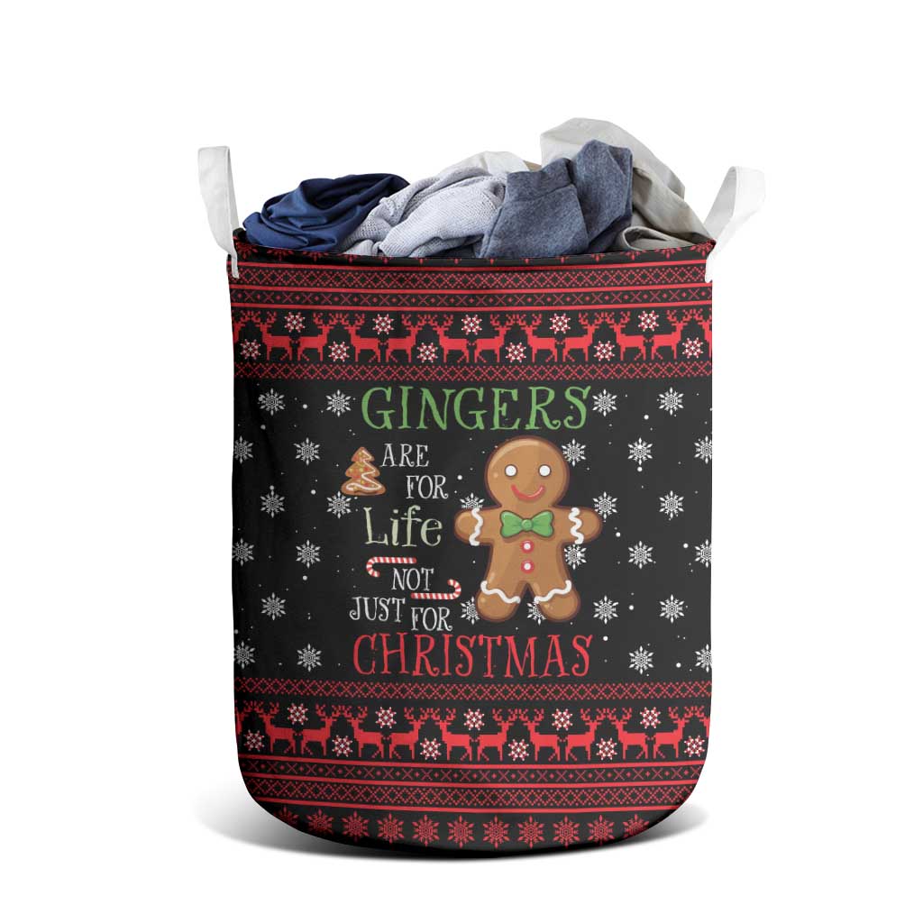 Funny Gingerbread Christmas Laundry Basket Hoodie with Gingers Are for Life Quote and Snowflake Pattern - Wonder Print Shop