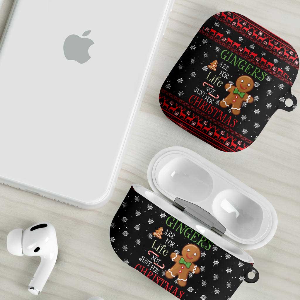 Funny Gingerbread Christmas AirPods Case Hoodie with Gingers Are for Life Quote and Snowflake Pattern - Wonder Print Shop