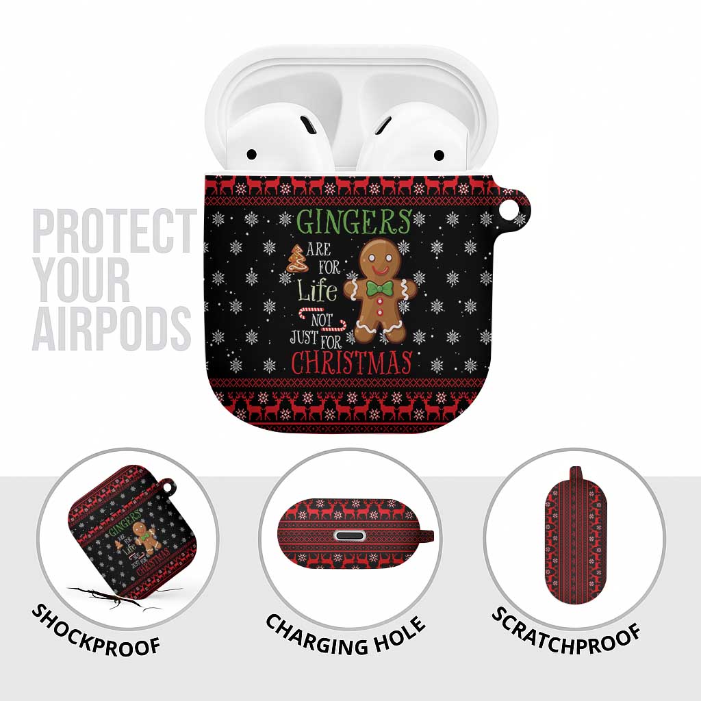 Funny Gingerbread Christmas AirPods Case Hoodie with Gingers Are for Life Quote and Snowflake Pattern - Wonder Print Shop