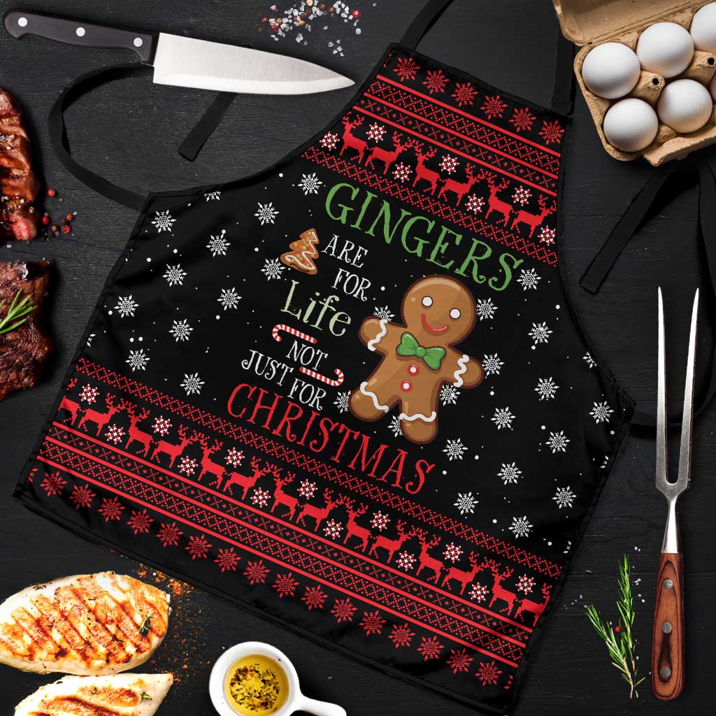 Funny Gingerbread Christmas Apron Hoodie with Gingers Are for Life Quote and Snowflake Pattern - Wonder Print Shop