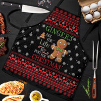Funny Gingerbread Christmas Apron Hoodie with Gingers Are for Life Quote and Snowflake Pattern - Wonder Print Shop