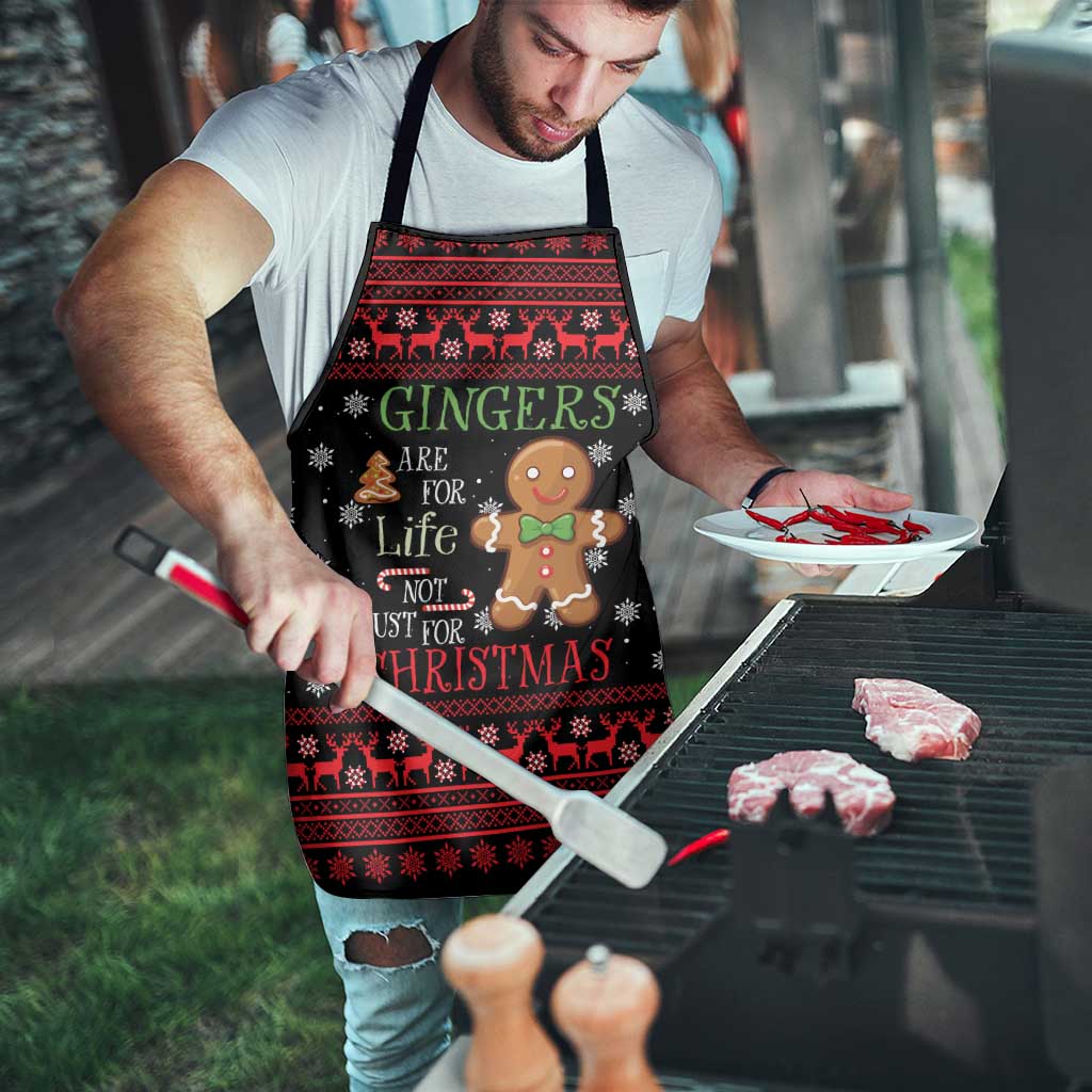 Funny Gingerbread Christmas Apron Hoodie with Gingers Are for Life Quote and Snowflake Pattern - Wonder Print Shop