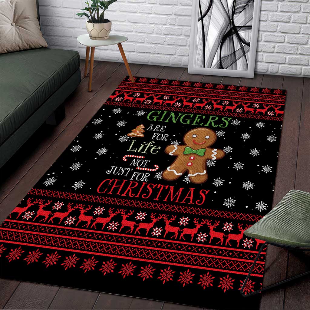 Funny Gingerbread Christmas Area Rug Hoodie with Gingers Are for Life Quote and Snowflake Pattern - Wonder Print Shop