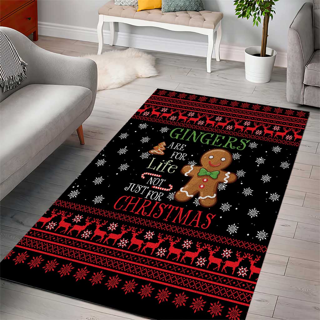 Funny Gingerbread Christmas Area Rug Hoodie with Gingers Are for Life Quote and Snowflake Pattern - Wonder Print Shop