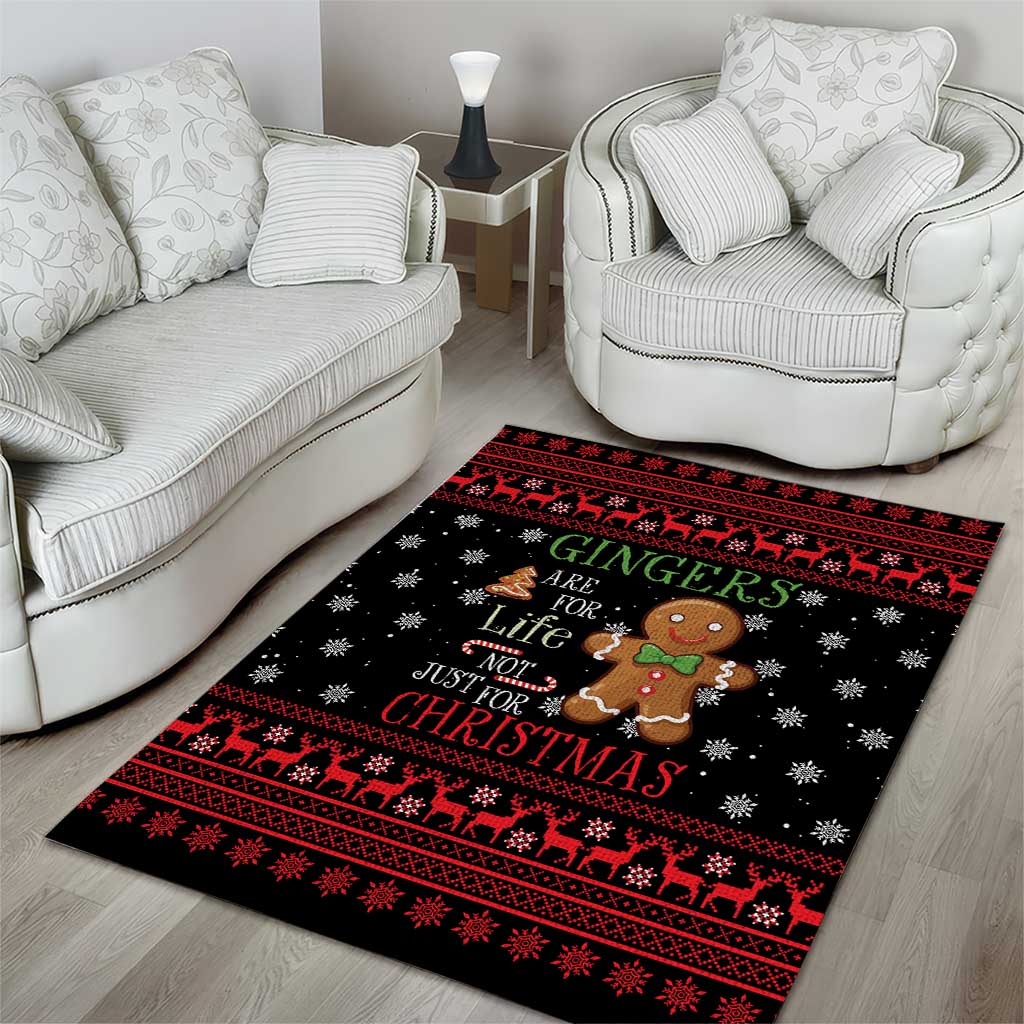 Funny Gingerbread Christmas Area Rug Hoodie with Gingers Are for Life Quote and Snowflake Pattern - Wonder Print Shop