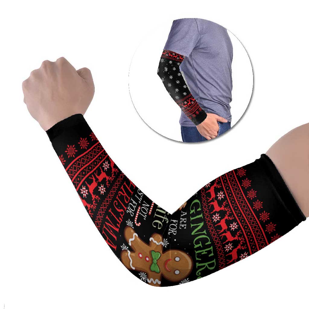 Funny Gingerbread Christmas Arm Sleeves Hoodie with Gingers Are for Life Quote and Snowflake Pattern - Wonder Print Shop