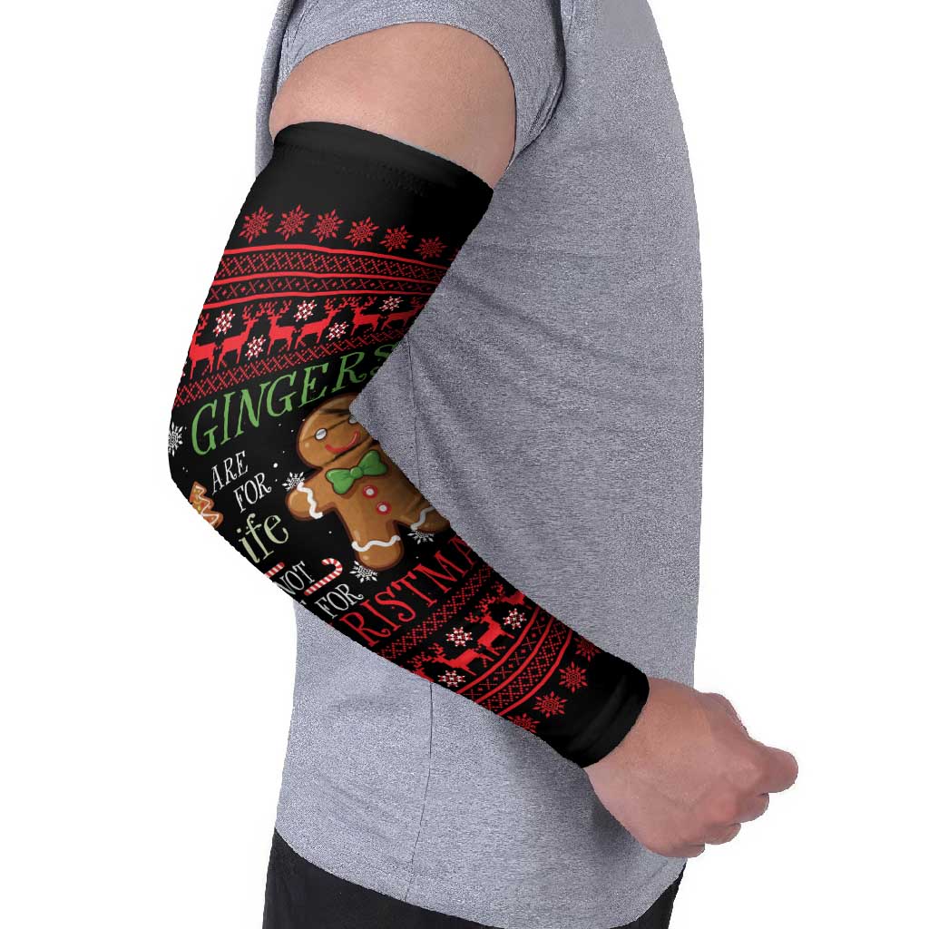 Funny Gingerbread Christmas Arm Sleeves Hoodie with Gingers Are for Life Quote and Snowflake Pattern - Wonder Print Shop