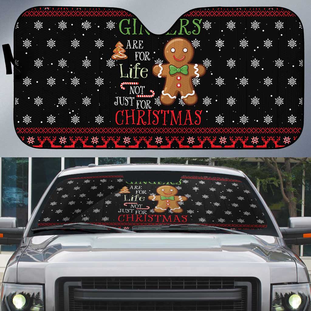 Funny Gingerbread Christmas Auto Sun Shade Hoodie with Gingers Are for Life Quote and Snowflake Pattern - Wonder Print Shop