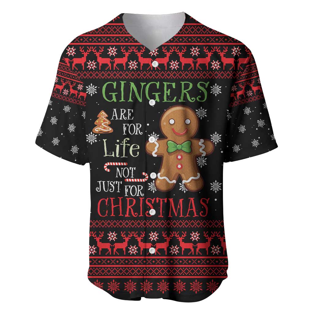 Funny Gingerbread Christmas Baseball Jersey Hoodie with Gingers Are for Life Quote and Snowflake Pattern - Wonder Print Shop