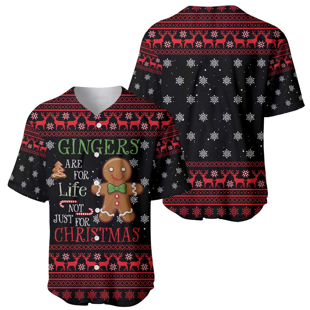 Funny Gingerbread Christmas Baseball Jersey Hoodie with Gingers Are for Life Quote and Snowflake Pattern - Wonder Print Shop