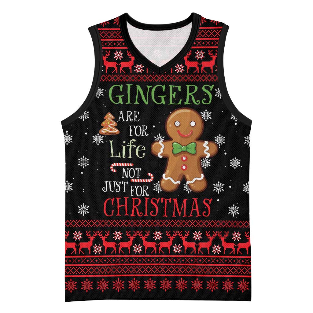 Funny Gingerbread Christmas Basketball Jersey Hoodie with Gingers Are for Life Quote and Snowflake Pattern - Wonder Print Shop