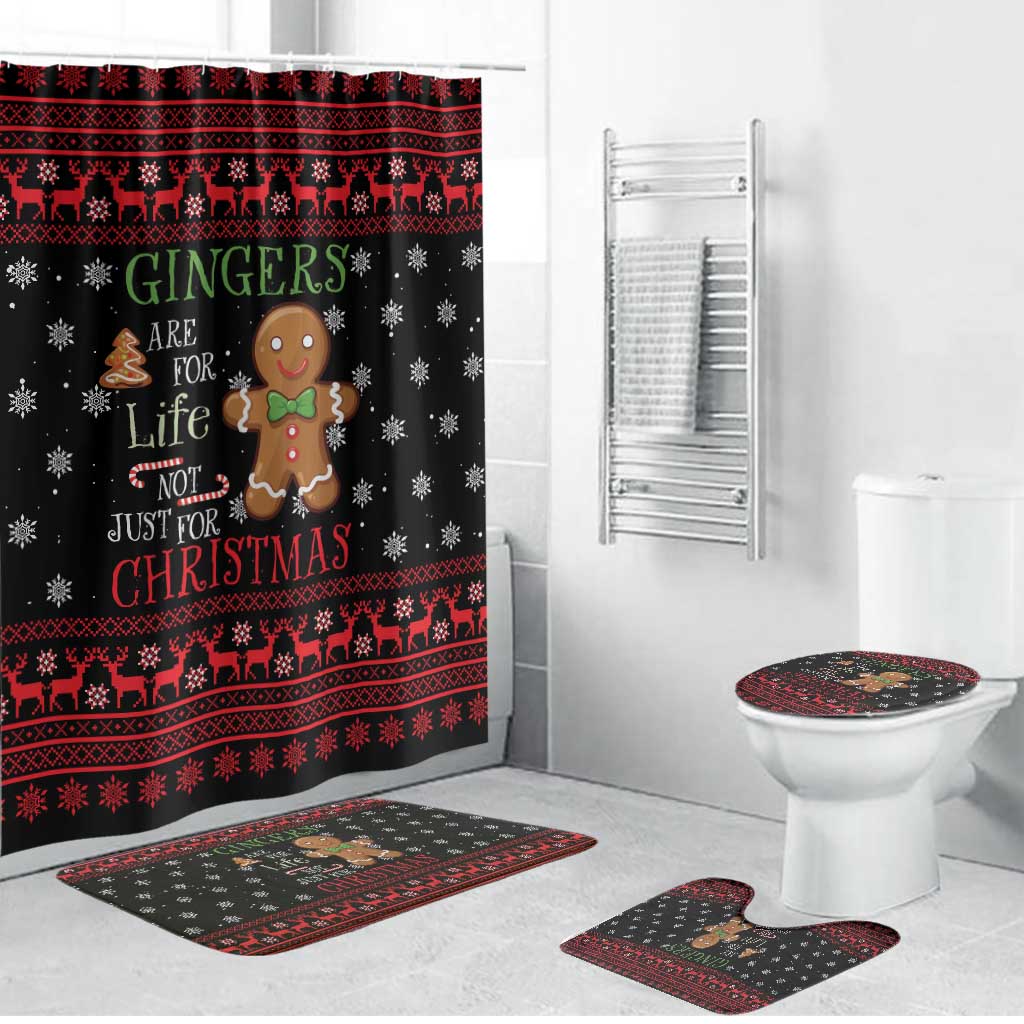 Funny Gingerbread Christmas Bathroom Set Hoodie with Gingers Are for Life Quote and Snowflake Pattern - Wonder Print Shop
