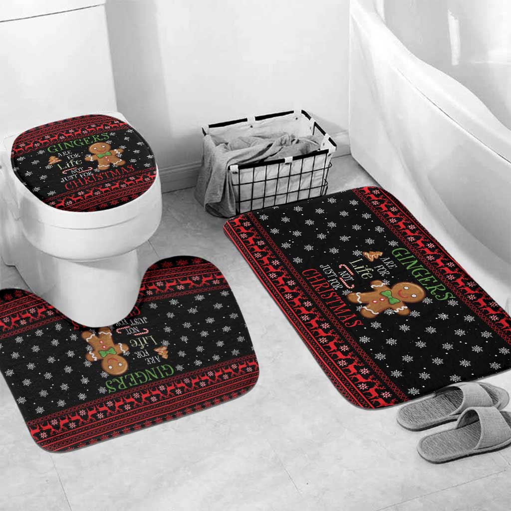 Funny Gingerbread Christmas Bathroom Set Hoodie with Gingers Are for Life Quote and Snowflake Pattern - Wonder Print Shop