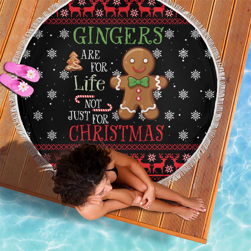Funny Gingerbread Christmas Beach Blanket Hoodie with Gingers Are for Life Quote and Snowflake Pattern - Wonder Print Shop