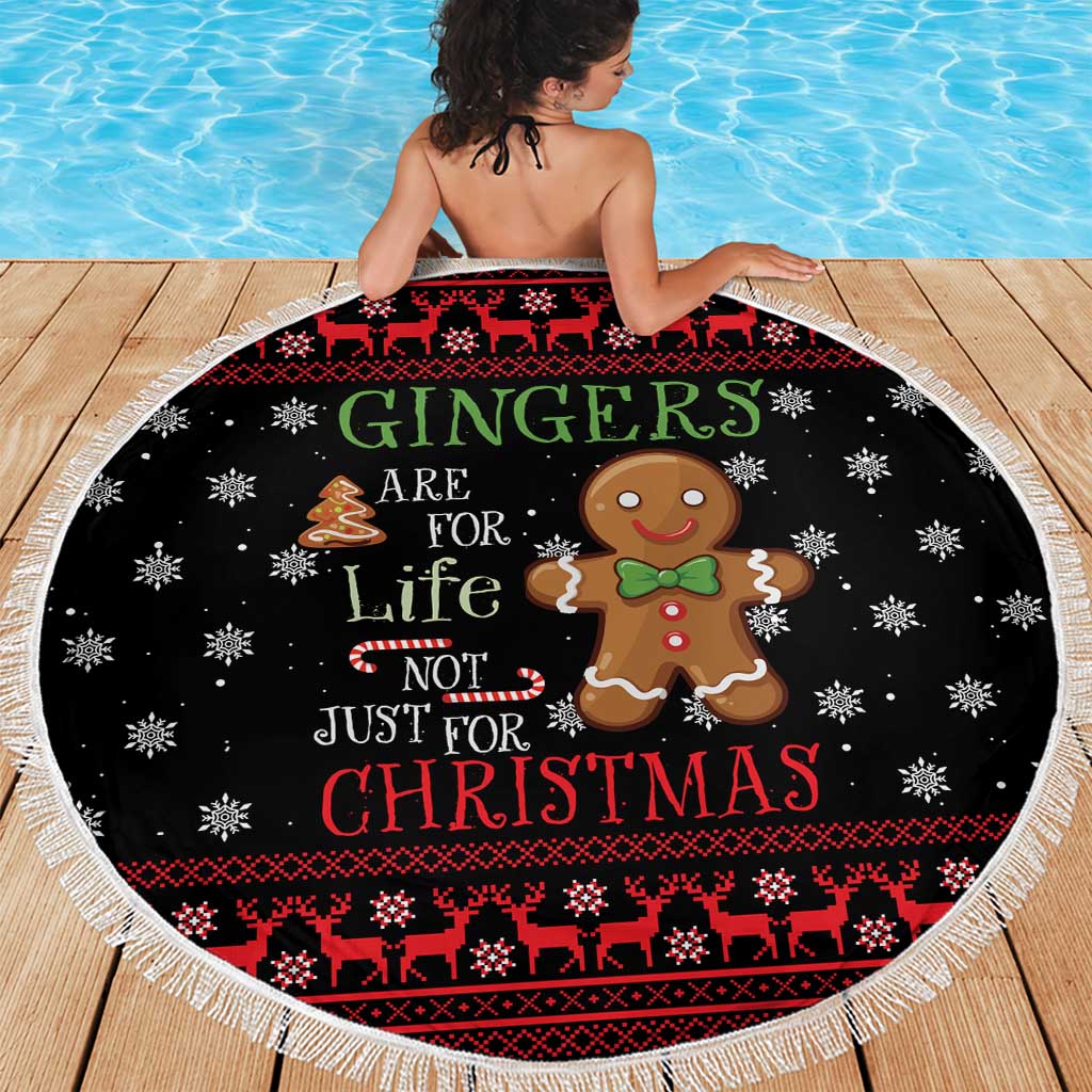 Funny Gingerbread Christmas Beach Blanket Hoodie with Gingers Are for Life Quote and Snowflake Pattern - Wonder Print Shop