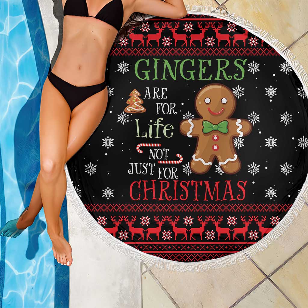 Funny Gingerbread Christmas Beach Blanket Hoodie with Gingers Are for Life Quote and Snowflake Pattern - Wonder Print Shop