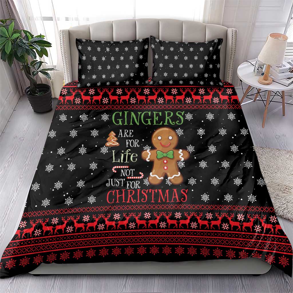 Funny Gingerbread Christmas Bedding Set Hoodie with Gingers Are for Life Quote and Snowflake Pattern - Wonder Print Shop
