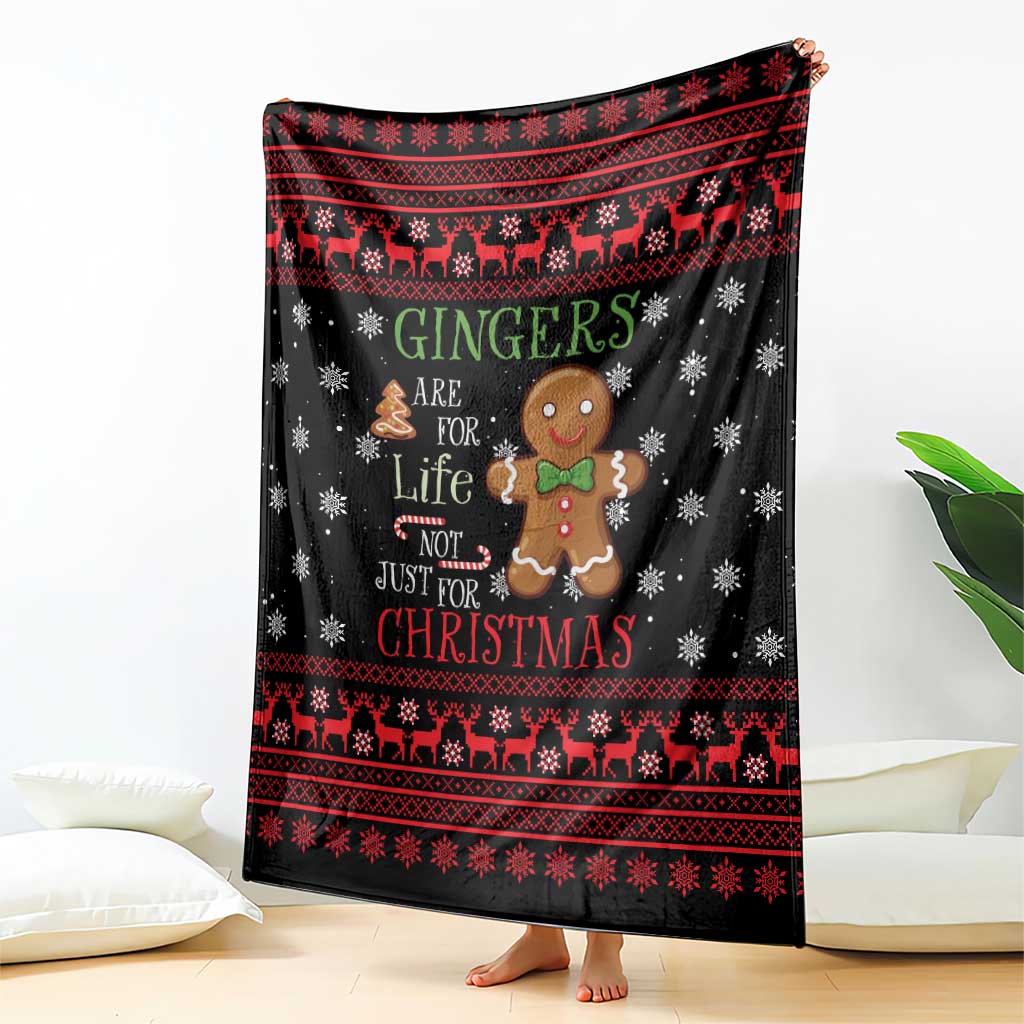 Funny Gingerbread Christmas Blanket Hoodie with Gingers Are for Life Quote and Snowflake Pattern - Wonder Print Shop