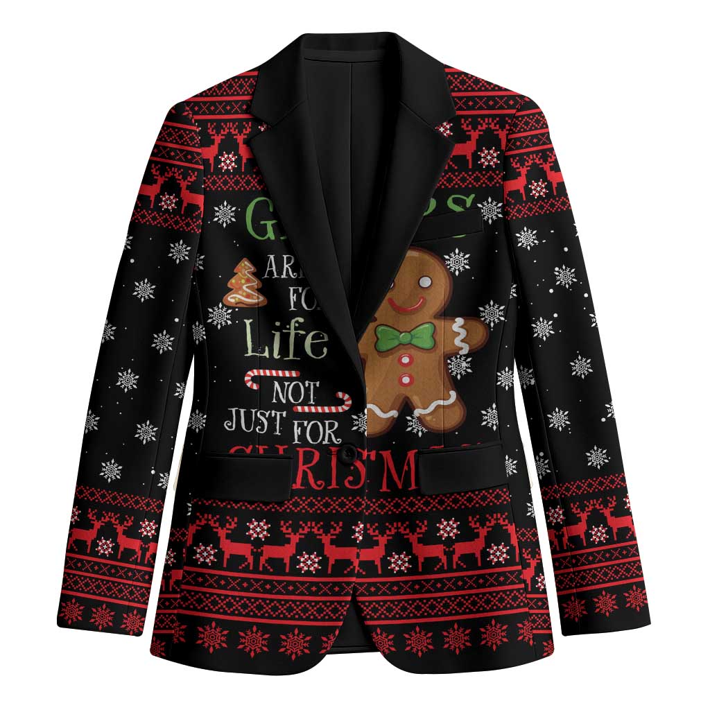 Funny Gingerbread Christmas Blazer Hoodie with Gingers Are for Life Quote and Snowflake Pattern - Wonder Print Shop