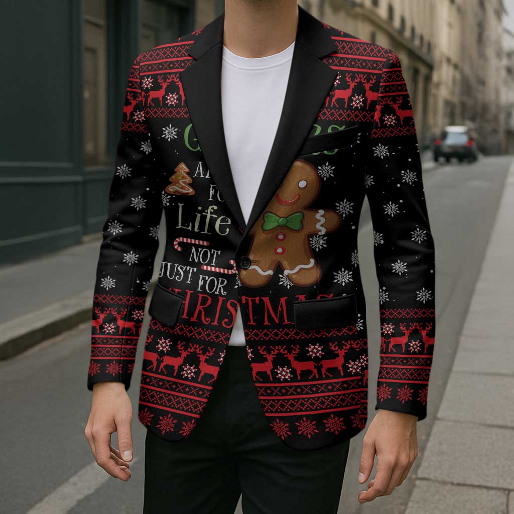 Funny Gingerbread Christmas Blazer Hoodie with Gingers Are for Life Quote and Snowflake Pattern - Wonder Print Shop