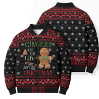 Funny Gingerbread Christmas Bomber Puffer Jacket Hoodie with Gingers Are for Life Quote and Snowflake Pattern - Wonder Print Shop