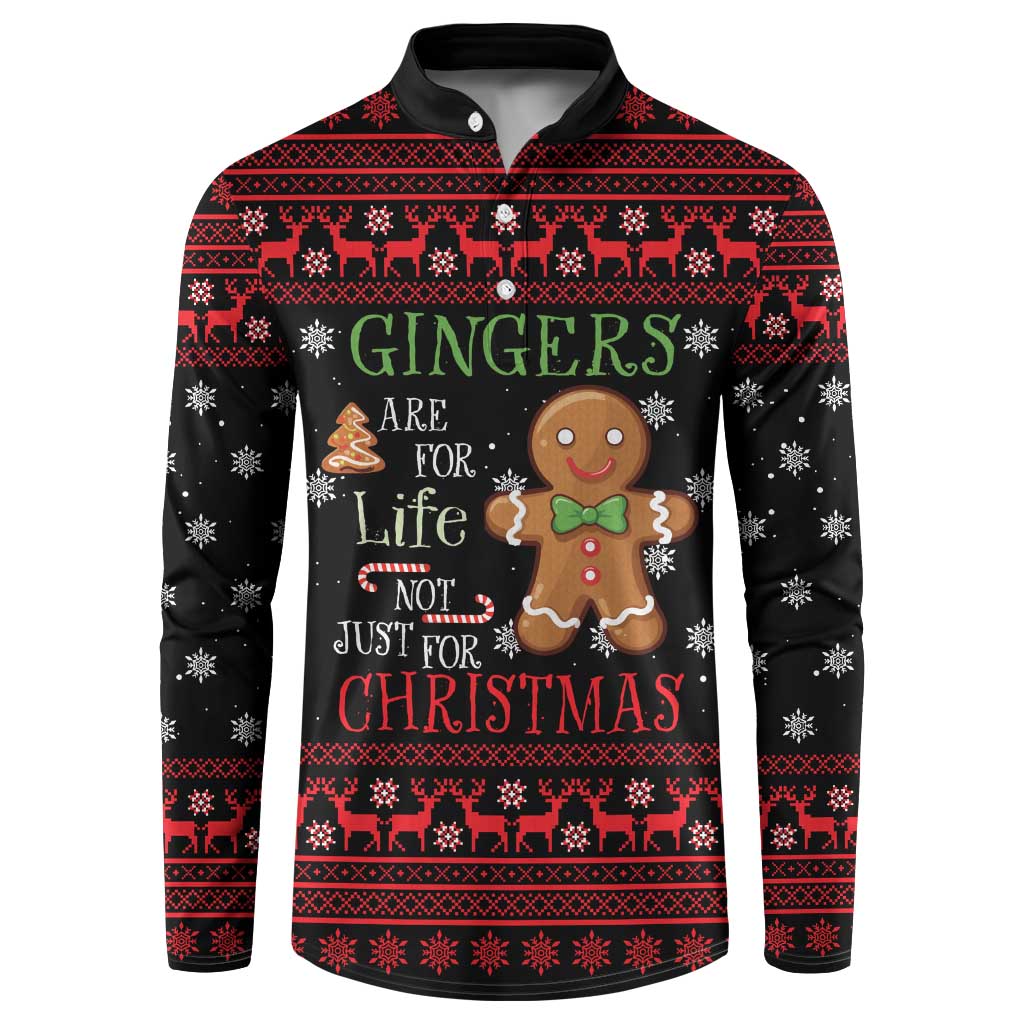 Funny Gingerbread Christmas Button Sweatshirt Hoodie with Gingers Are for Life Quote and Snowflake Pattern - Wonder Print Shop