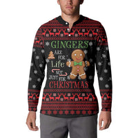 Funny Gingerbread Christmas Button Sweatshirt Hoodie with Gingers Are for Life Quote and Snowflake Pattern - Wonder Print Shop
