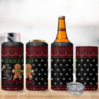 Funny Gingerbread Christmas 4 in 1 Can Cooler Tumbler Hoodie with Gingers Are for Life Quote and Snowflake Pattern - Wonder Print Shop