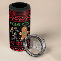 Funny Gingerbread Christmas 4 in 1 Can Cooler Tumbler Hoodie with Gingers Are for Life Quote and Snowflake Pattern - Wonder Print Shop