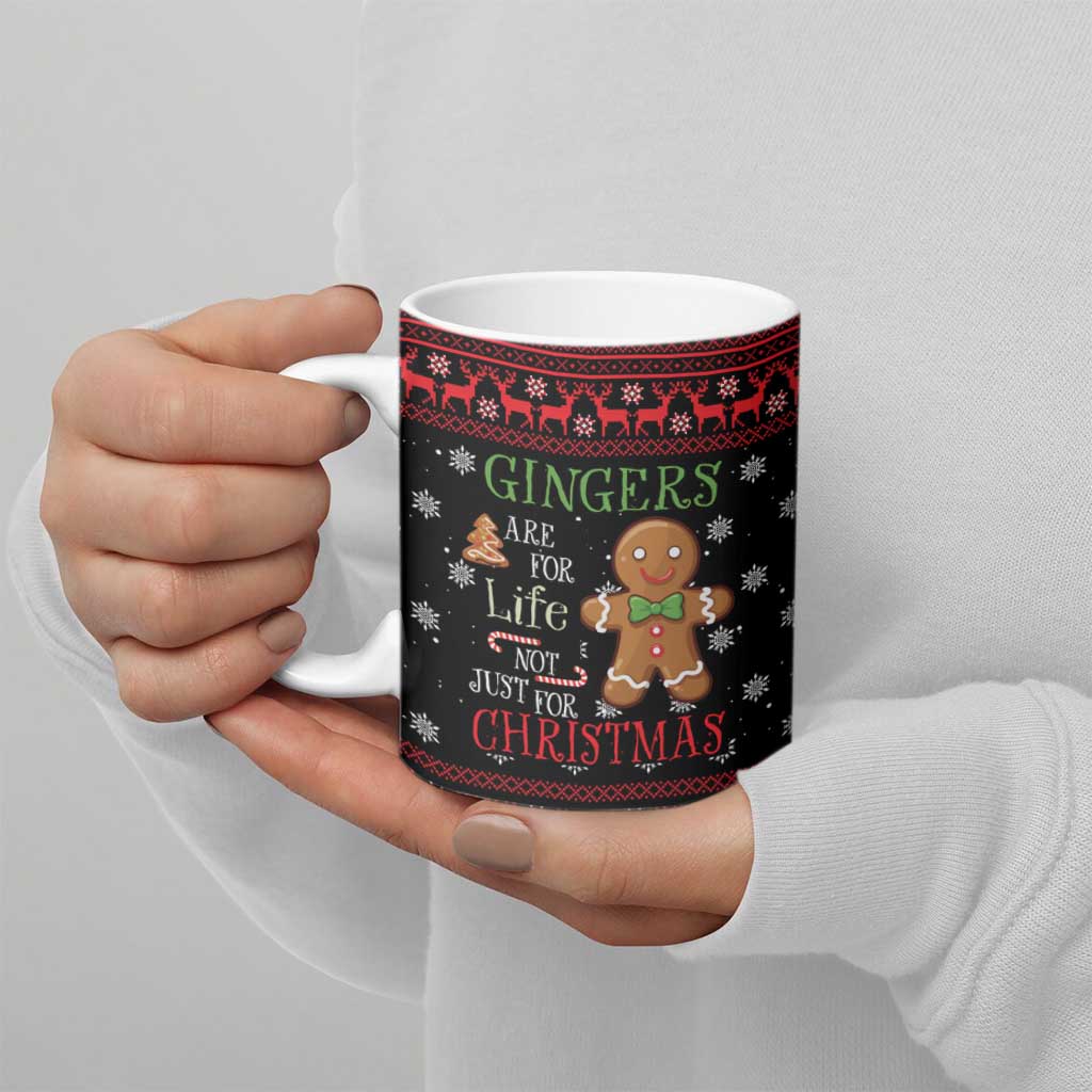 Funny Gingerbread Christmas Ceramic Mug Hoodie with Gingers Are for Life Quote and Snowflake Pattern - Wonder Print Shop