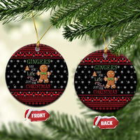 Funny Gingerbread Christmas Ceramic Ornament Hoodie with Gingers Are for Life Quote and Snowflake Pattern - Wonder Print Shop