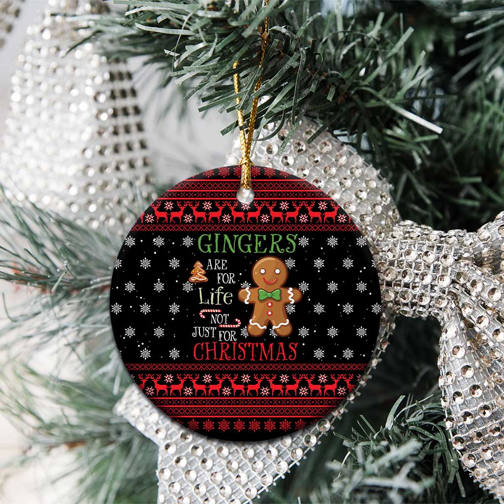 Funny Gingerbread Christmas Ceramic Ornament Hoodie with Gingers Are for Life Quote and Snowflake Pattern - Wonder Print Shop