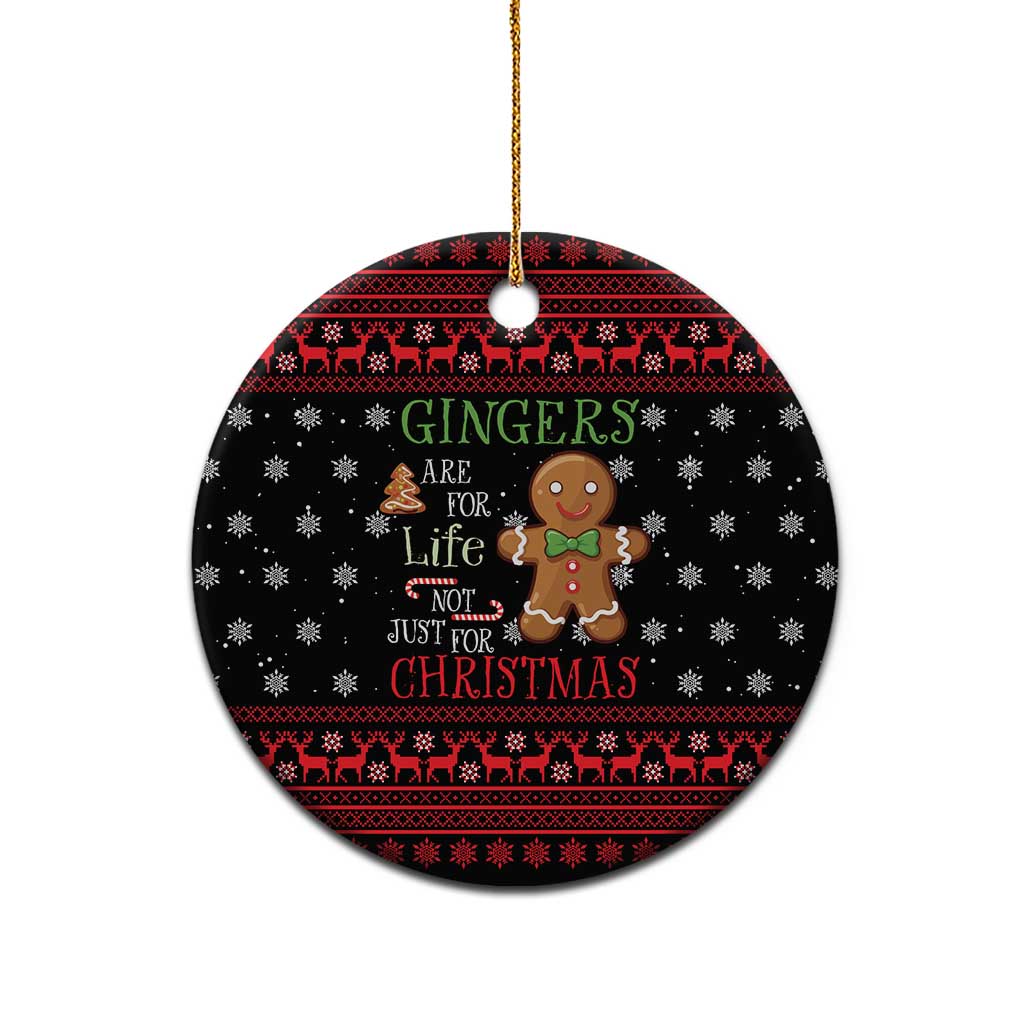 Funny Gingerbread Christmas Ceramic Ornament Hoodie with Gingers Are for Life Quote and Snowflake Pattern - Wonder Print Shop