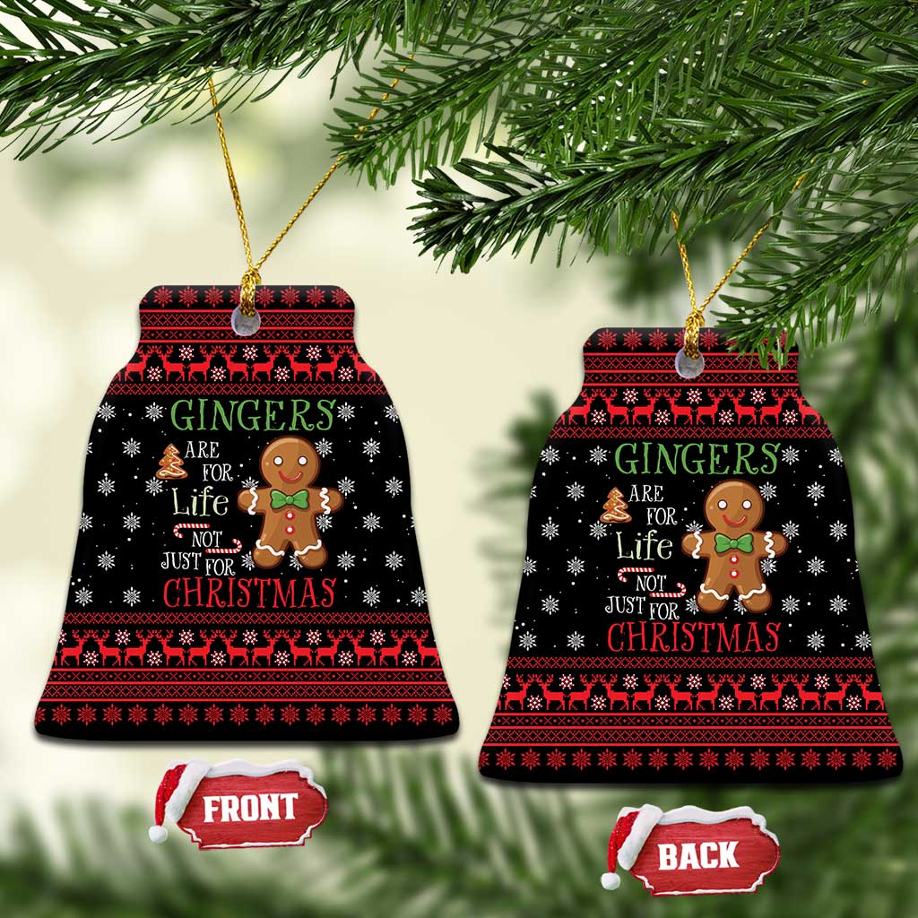 Funny Gingerbread Christmas Ceramic Ornament Hoodie with Gingers Are for Life Quote and Snowflake Pattern - Wonder Print Shop