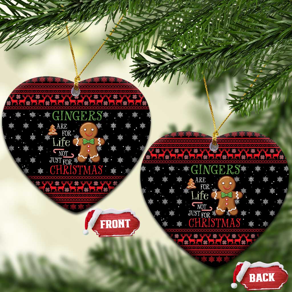 Funny Gingerbread Christmas Ceramic Ornament Hoodie with Gingers Are for Life Quote and Snowflake Pattern - Wonder Print Shop