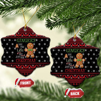Funny Gingerbread Christmas Ceramic Ornament Hoodie with Gingers Are for Life Quote and Snowflake Pattern - Wonder Print Shop