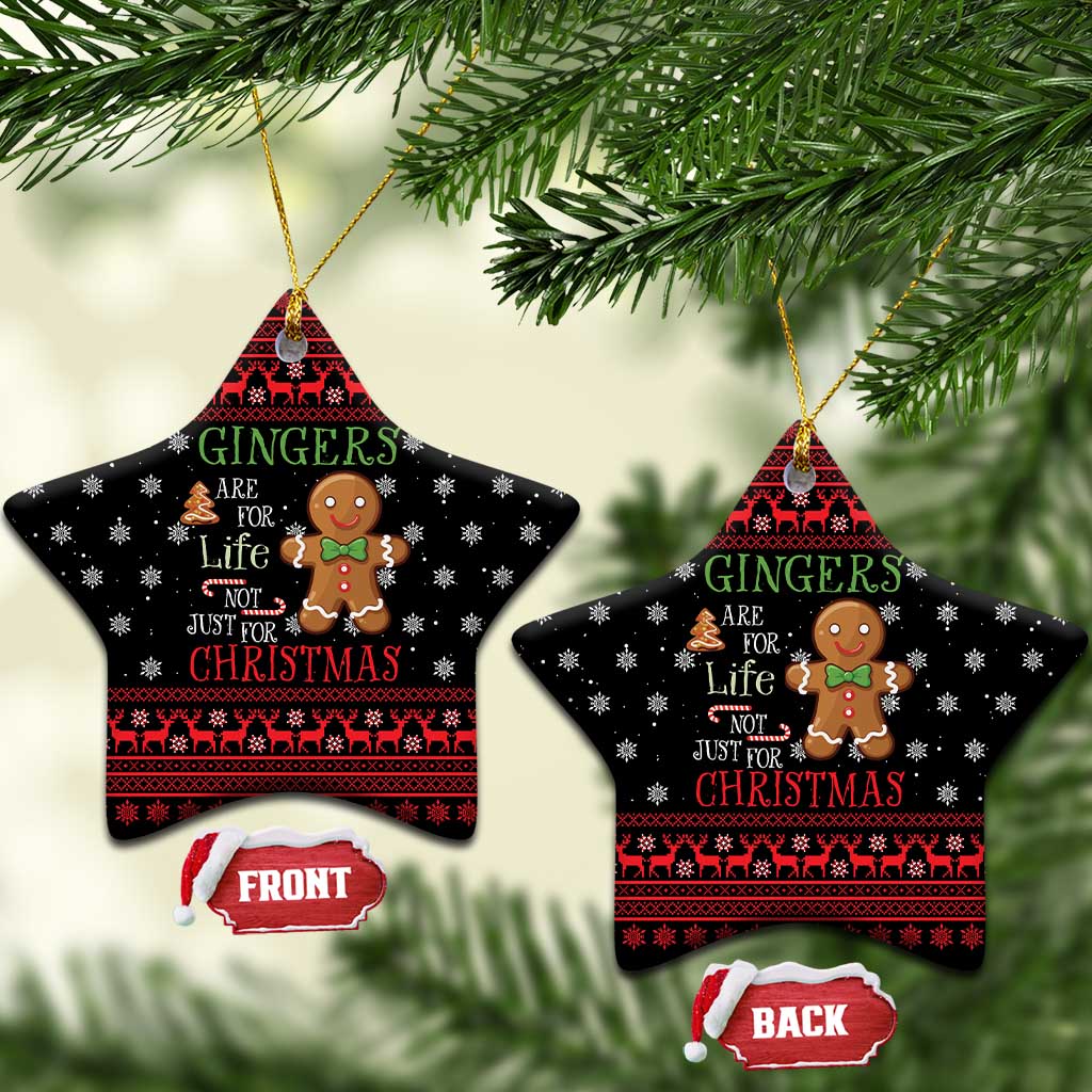 Funny Gingerbread Christmas Ceramic Ornament Hoodie with Gingers Are for Life Quote and Snowflake Pattern - Wonder Print Shop
