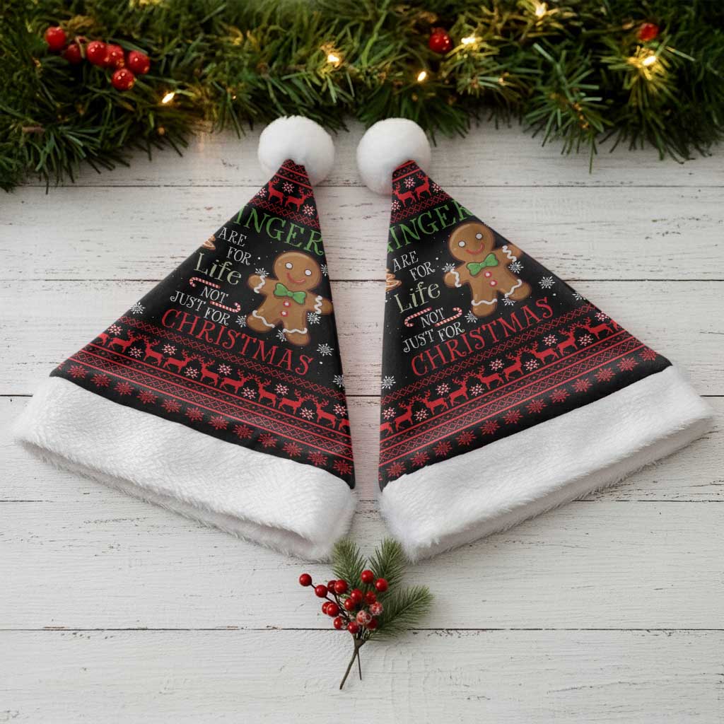 Funny Gingerbread Christmas Santa Hat Hoodie with Gingers Are for Life Quote and Snowflake Pattern - Wonder Print Shop
