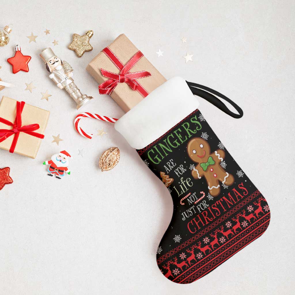 Funny Gingerbread Christmas Stocking Hoodie with Gingers Are for Life Quote and Snowflake Pattern - Wonder Print Shop