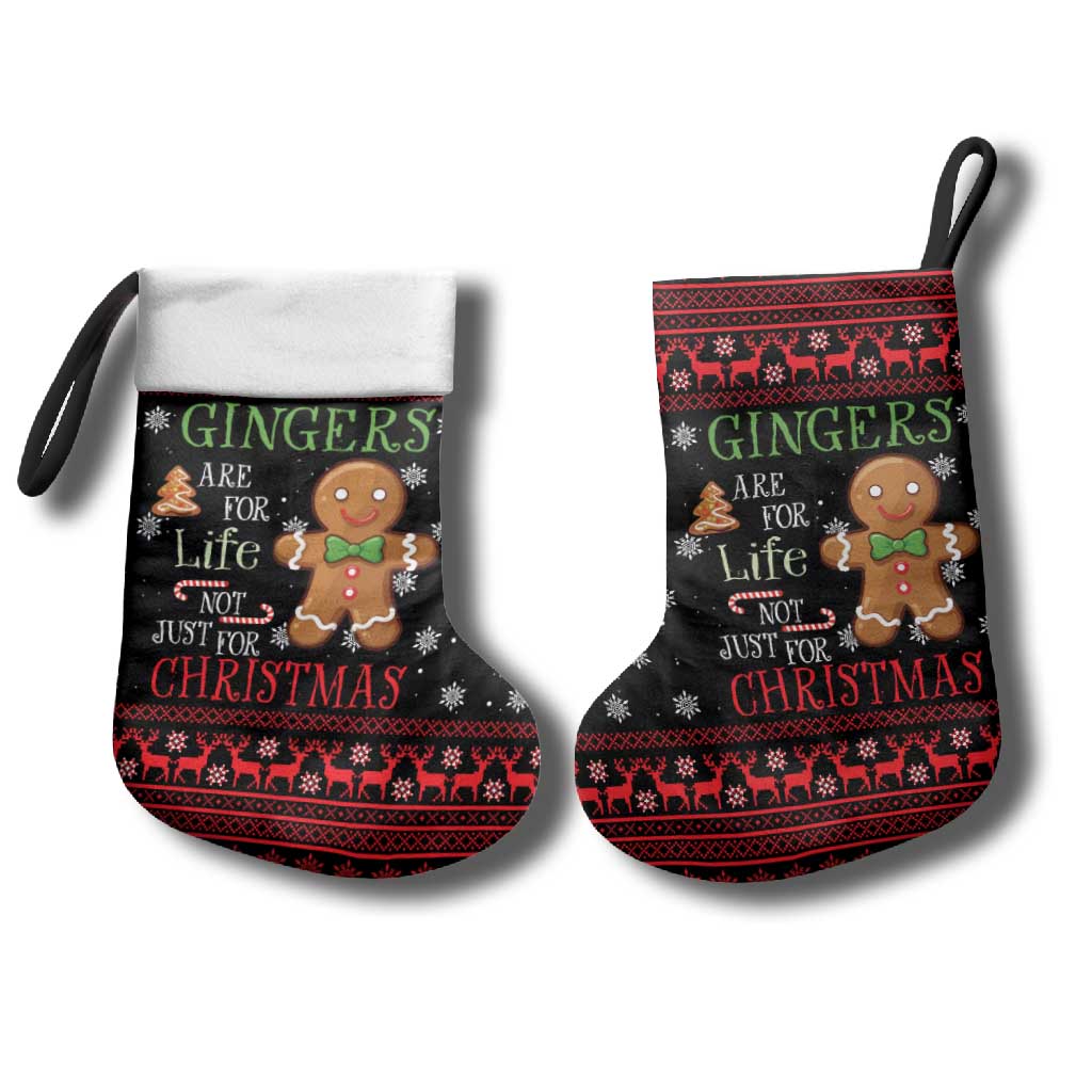 Funny Gingerbread Christmas Stocking Hoodie with Gingers Are for Life Quote and Snowflake Pattern - Wonder Print Shop
