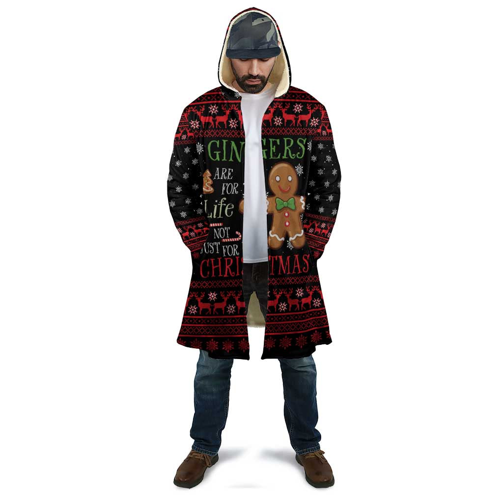 Funny Gingerbread Christmas Cloak Hoodie with Gingers Are for Life Quote and Snowflake Pattern - Wonder Print Shop