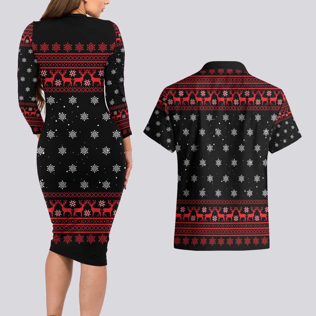 Funny Gingerbread Christmas Couples Matching Long Sleeve Bodycon Dress and Hawaiian Shirt Hoodie with Gingers Are for Life Quote and Snowflake Pattern - Wonder Print Shop